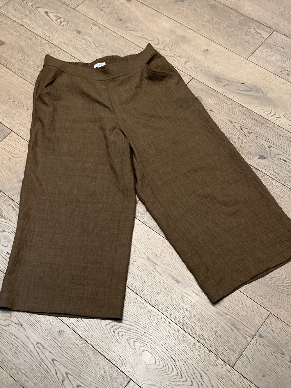 Woman’s Max Studio brown elastic waist wide leg pants. XL. Pockets. Like new!